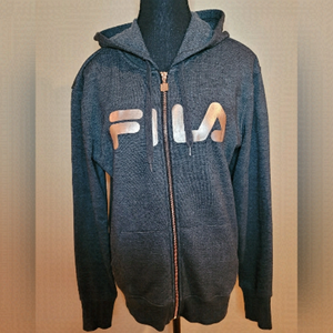 FILA Full Zip Hoodie, Rose Gold, Heathered Dark Grey